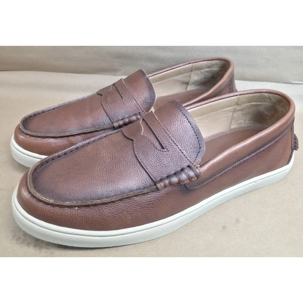 Johnnie-O Mens (12 M) Santa Monica Penny Loafers Leather Slip On Brown Shoes